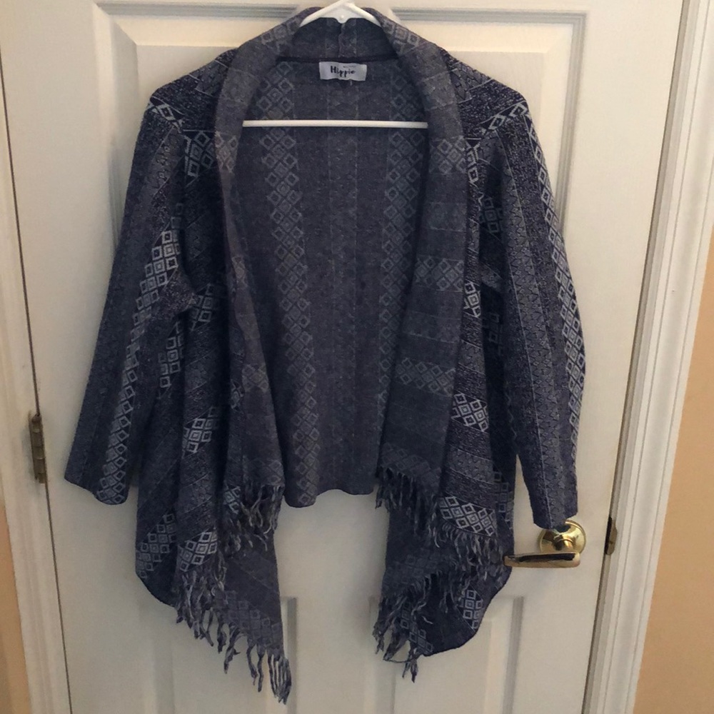 Military Hippie Boho Chic Open Front Jacket Size M